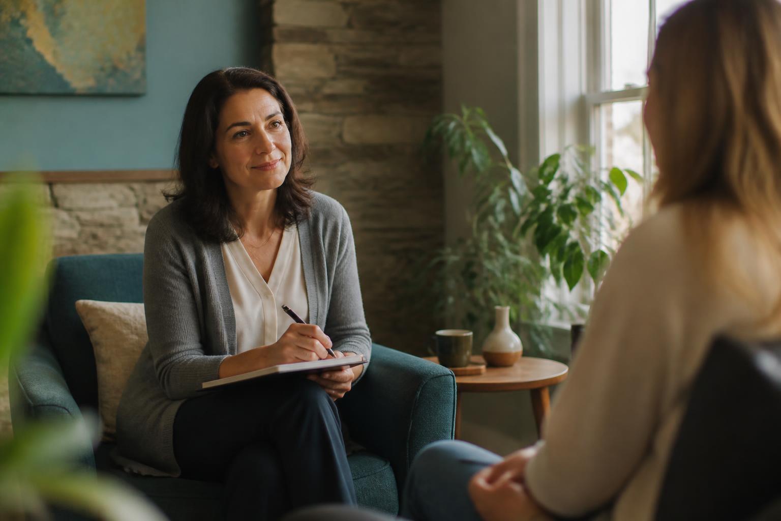 Behavioral health counselor meeting with a patient — hire clinicians on iHealthcareJobs